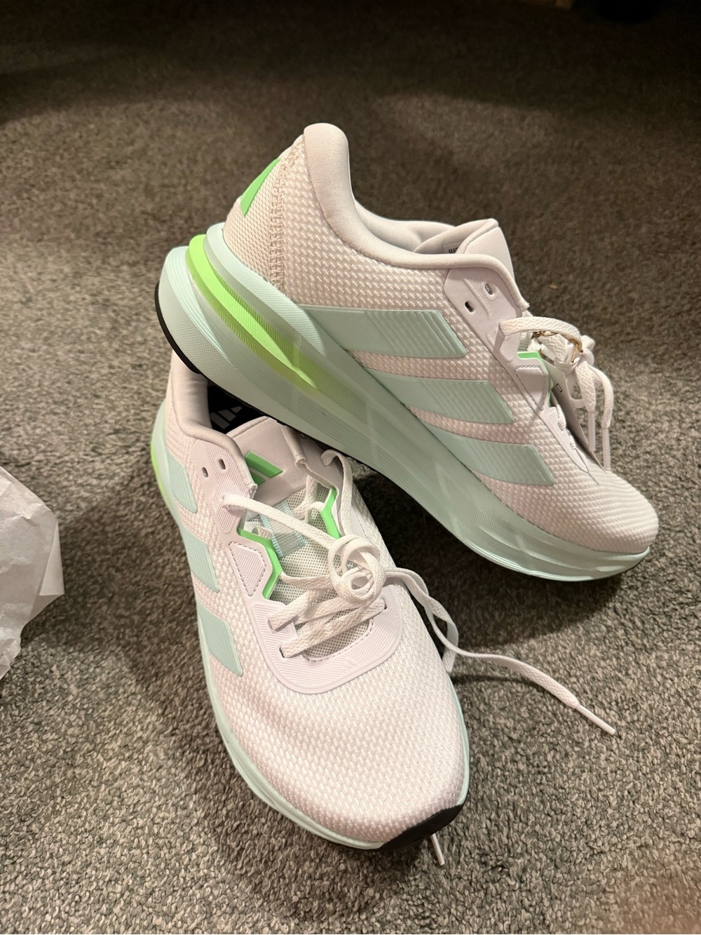 Adidas Women's White & Mint Running Shoes - Lightweight Support- size 9